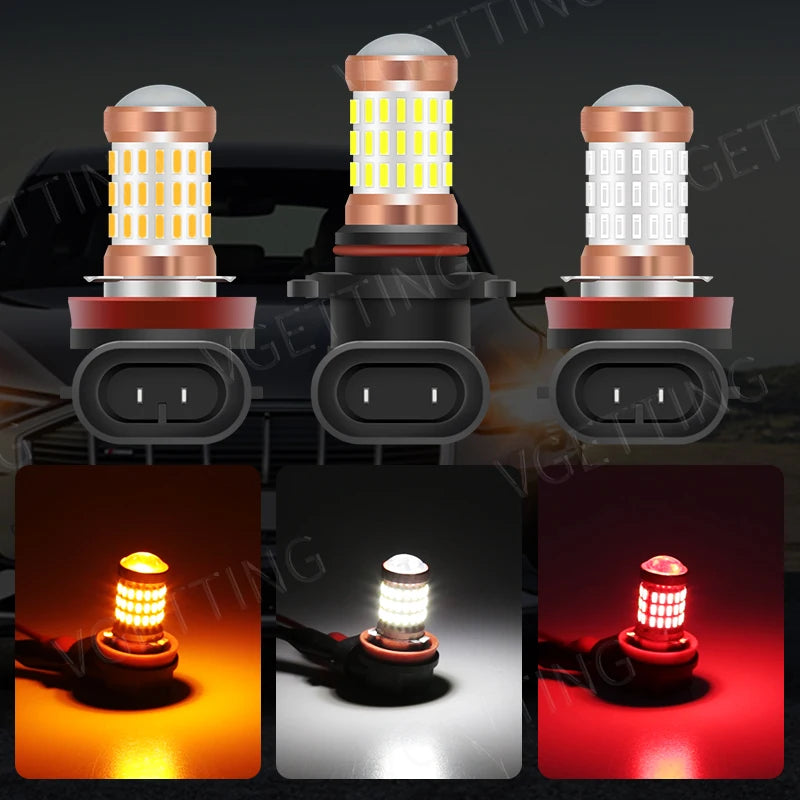 2PCS LED Fog Lamp H11 9006 12V 4W Fog Light Bulbs White Yellow Red Car Led Fog Light Bulb Waterproof Universal Car Accessories