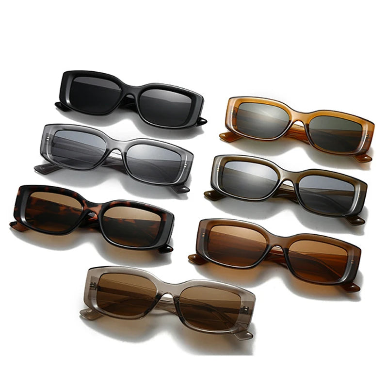 JNPCXI Fashion Square Jelly Color Women Sunglasses Shades UV400 Fashion Tea Gradient Men Punk Rivets Sun Glasses