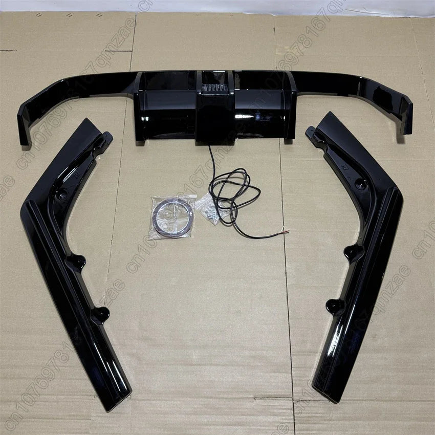 For BMW M3 F80 M4 F82 F83 2015-2020 Carbon Look Rear Bumper Diffuser With LED Light Spoiler Lip Splitter Lip Protector Guard