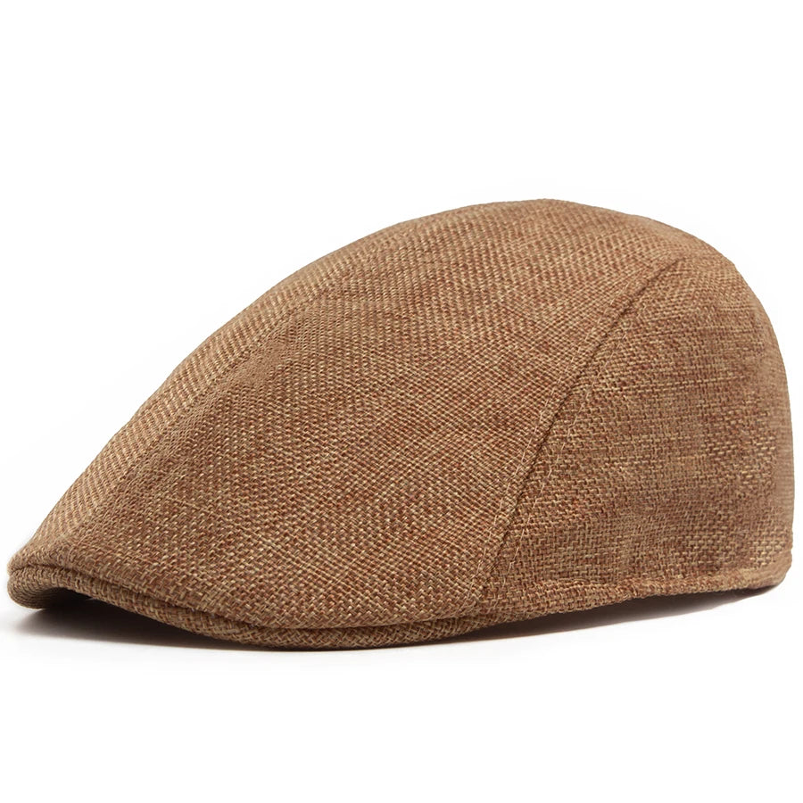 Men's Linen Flat Cap Spring Summer Vintage Visor Beret Breathable Ivy Newsboy Hat Women Fashion Cap Suitable For Small Slim Face