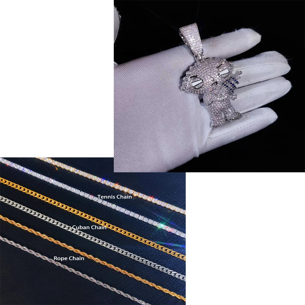 Family Guy Stewie Pendant Hip Hop Superman Cubic Zirconia  Necklace Rock Jewelry