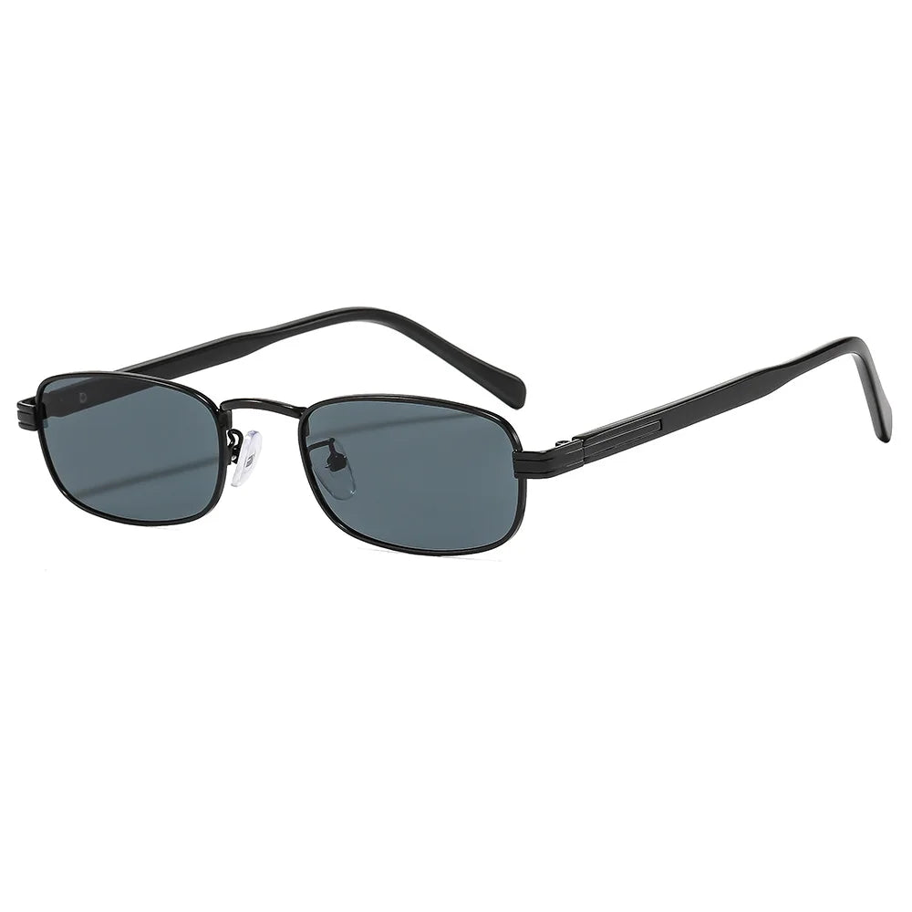 JNPCXI New Metal Rectangle Women Sunglasses Fashion Gradient Black Tea Shades UV400 Men Punk Sun Glasses