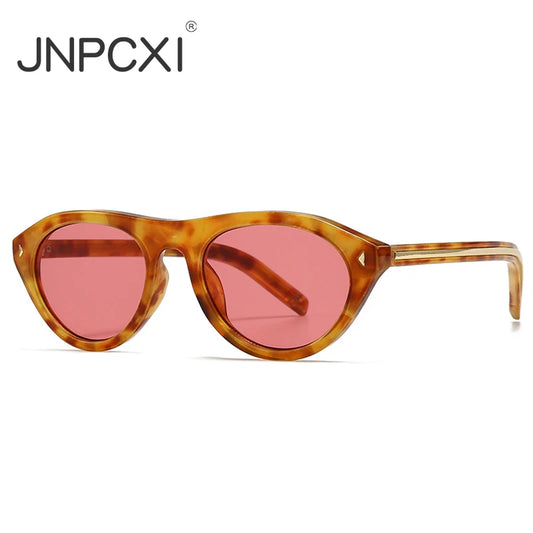 JNPCXI New Cat Eye Candy Color Designer Sunglasses Women Fashion Ins Oval Sun Glasses Rivets Y2K Shades