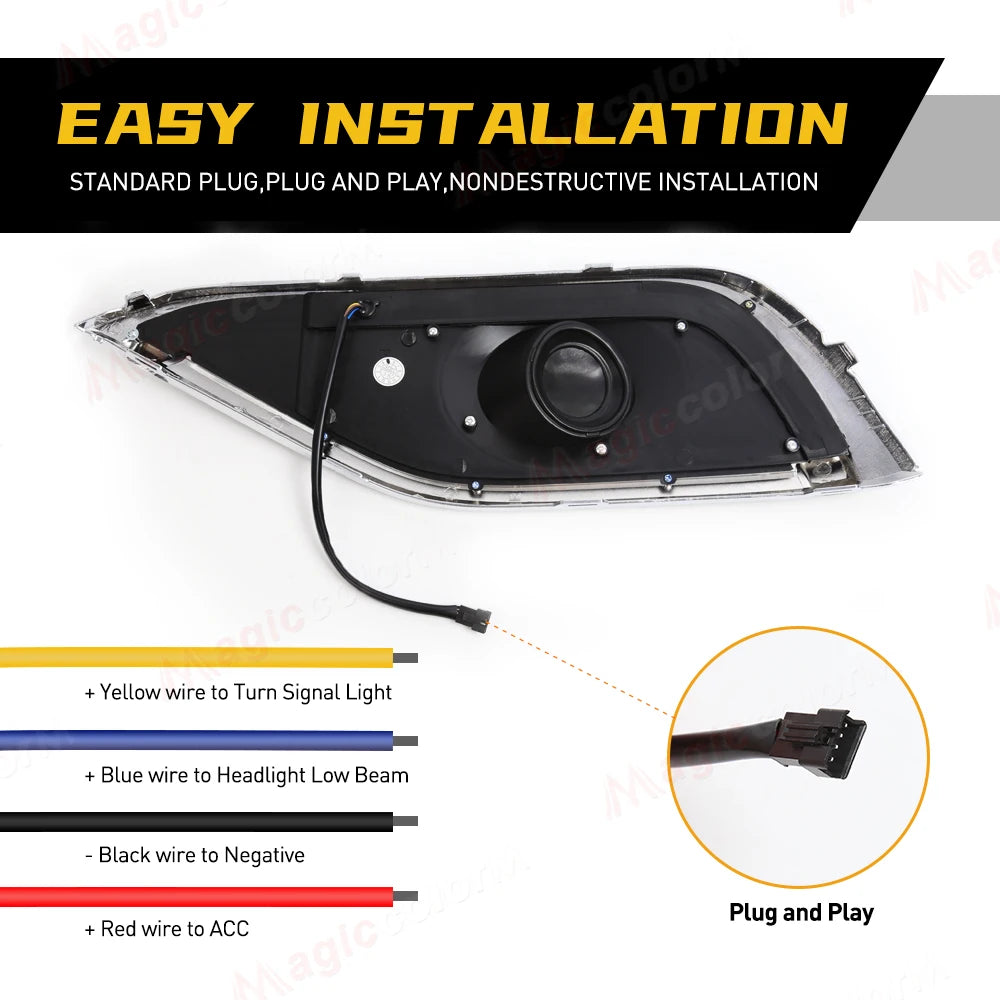 For Honda CRV CR-V 2012 2013 2014 LED DRL Daytime Running Light Daylights Dynamic Turn Signal Fog Lamps White Yellow Blue 12V