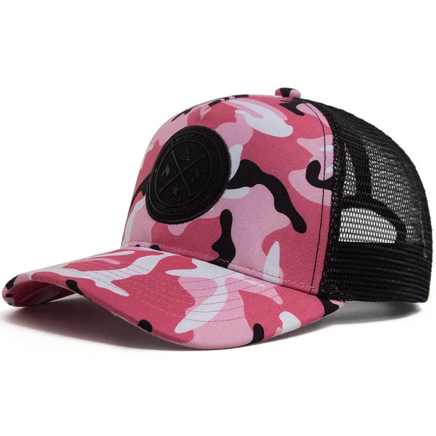 Summer camouflage Baseball Cap Women Men ENJOY LIFE Letter Patch Snapback Hats