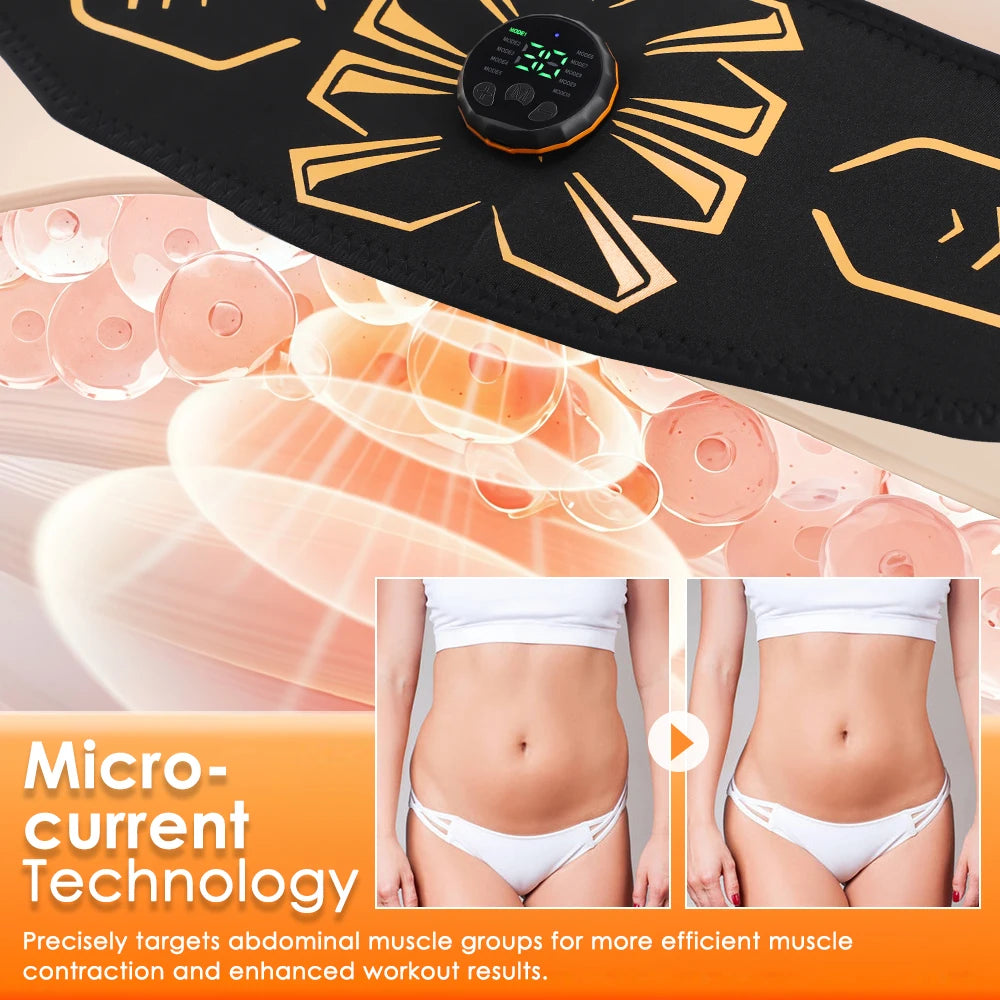 Abdominal Massager Waist Belt Muscle Toner Smart Abdominal Muscle Trainer For Arm Leg Training Fitness Massage Belt Cordless