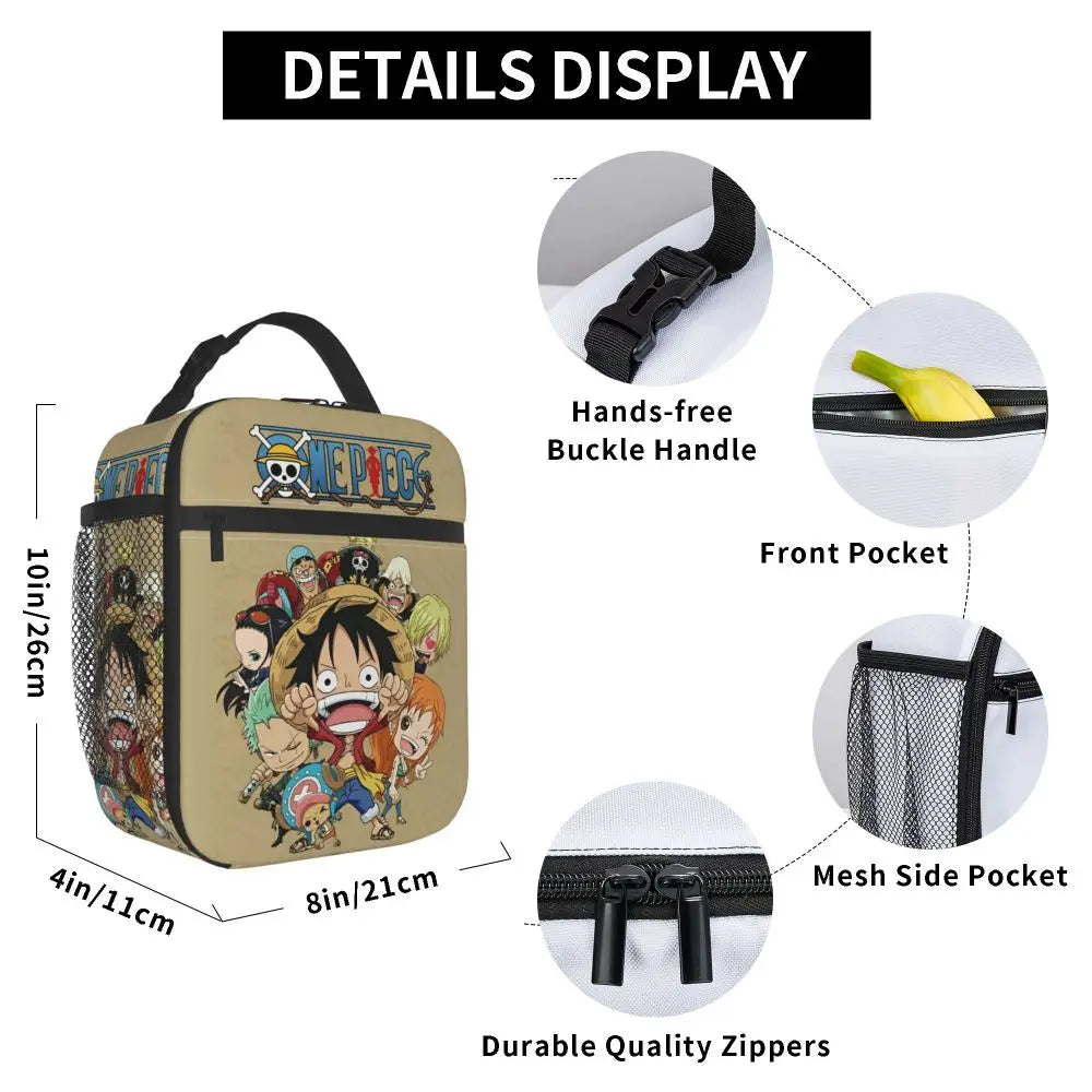One Piece Monkey D Luffy Anime Insulated Lunch Thermal Bag Work School Bag M22