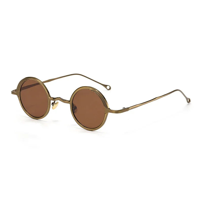 JNPCXI Retro Polarized Classic Metal Small Round Punk Men Sunglasses Fashion Clear Anti Blue Light Women Sun Glasses UV400