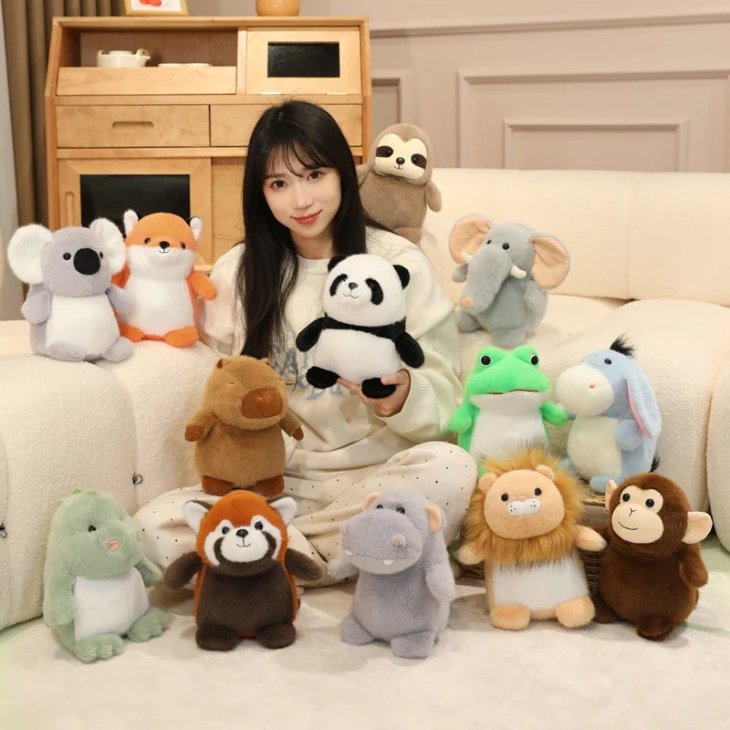 22CM Kawaii Cartoon Forest Animal Koala Hippopotamus Monkey Stuffed Animal Plush Toy Children's Raccoon Fox Handmade Doll Gift