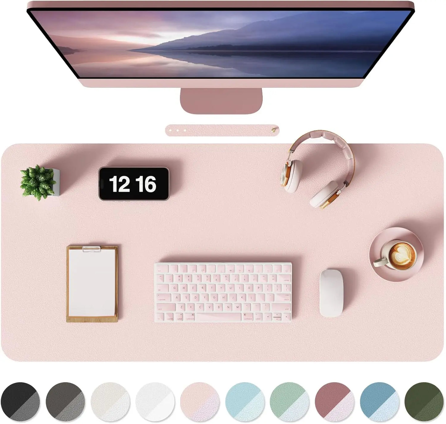 Non-Slip Desk Mat, Waterproof Desk Pad Table Protector, Large Mouse Pad Leather Writing Mat with Suede for Office /Home/Decor