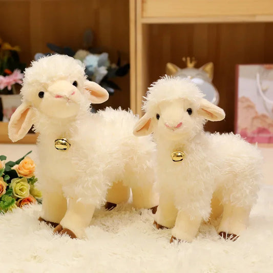 Hot Sale Lovely Gentle Golden Bell Baby Lamb Plush Toys Lifelike Fluffy Standing Lamb Doll Pretty Appease Doll For Children