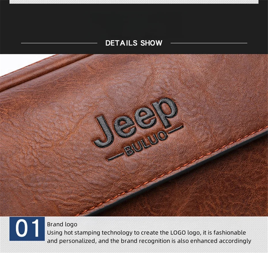 JEEP BULUO Brand Small Men Buckle Bags Leather Shoulder Crossbody Totes Handbags