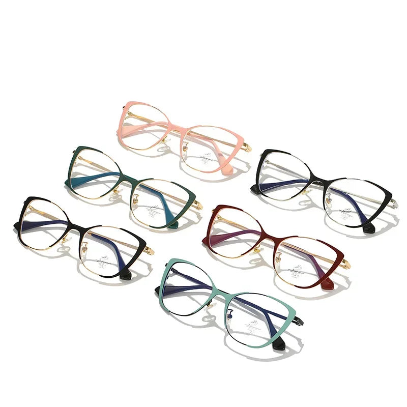 JNPCXI New Fashion Women Anti Light Blue Cat Eye Glasses Frame Retro Hight Quality Luxury Optical Computer Reading Eyeglasses