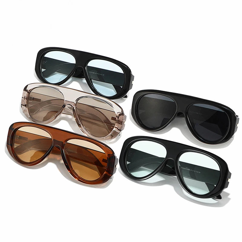 JNPCXI Vintage Luxury Designer Pilot Large Square Sunglasses Women Punk Men Sun Glasses Trending Ladies Oval Shades UV400