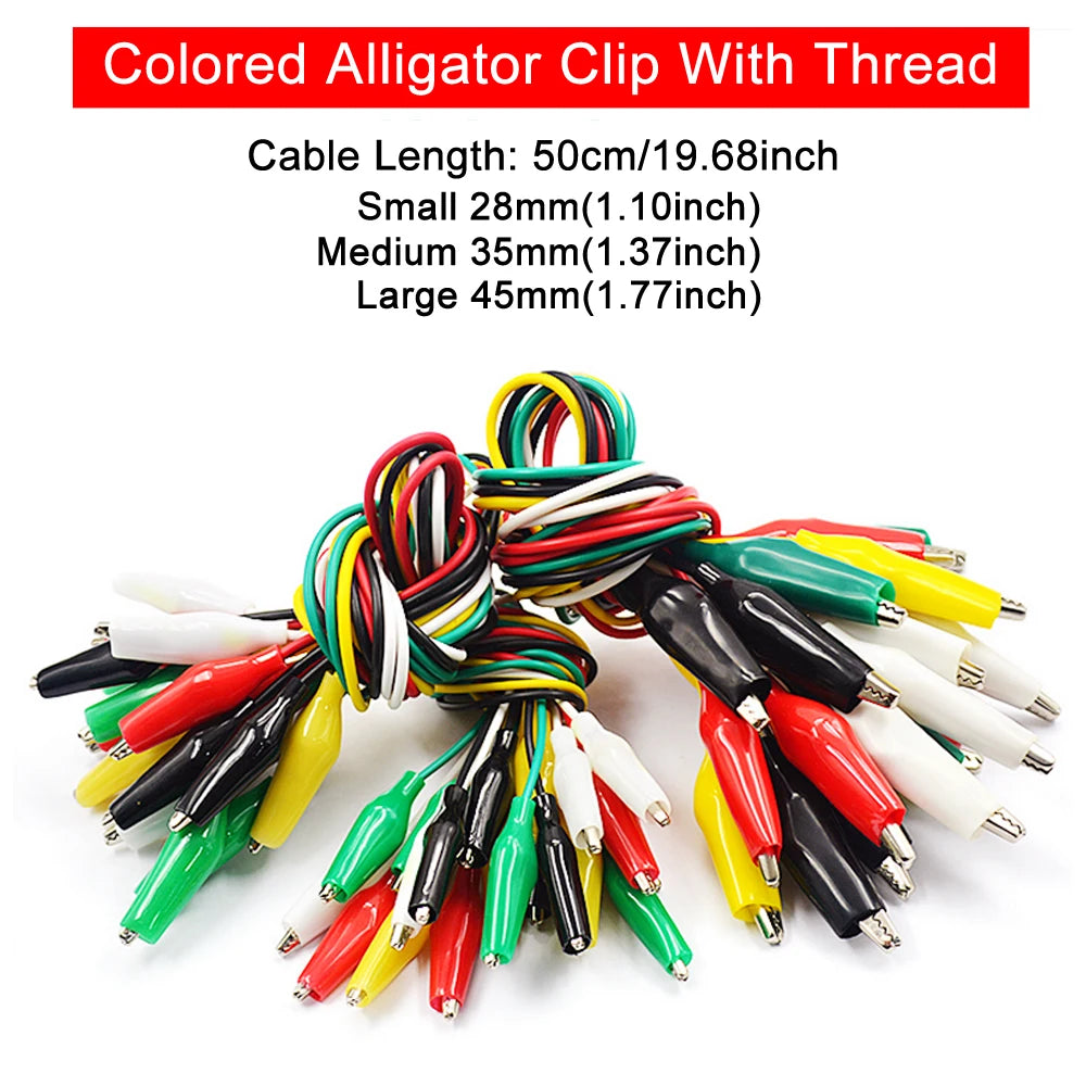 10pcs 50cm Clip Number 28/35/45mm Alligator Clips with Wirescwith Alligator Clips for Electrical Alligator Clip