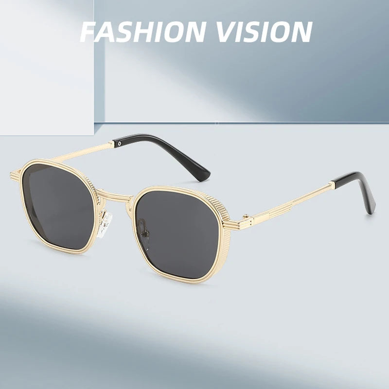 JNPCXI Retro Square Metal Women Sunglasses Shades UV400 Fashion Clear Gradient Shades UV400 Men Trending Punk Sun Glasses