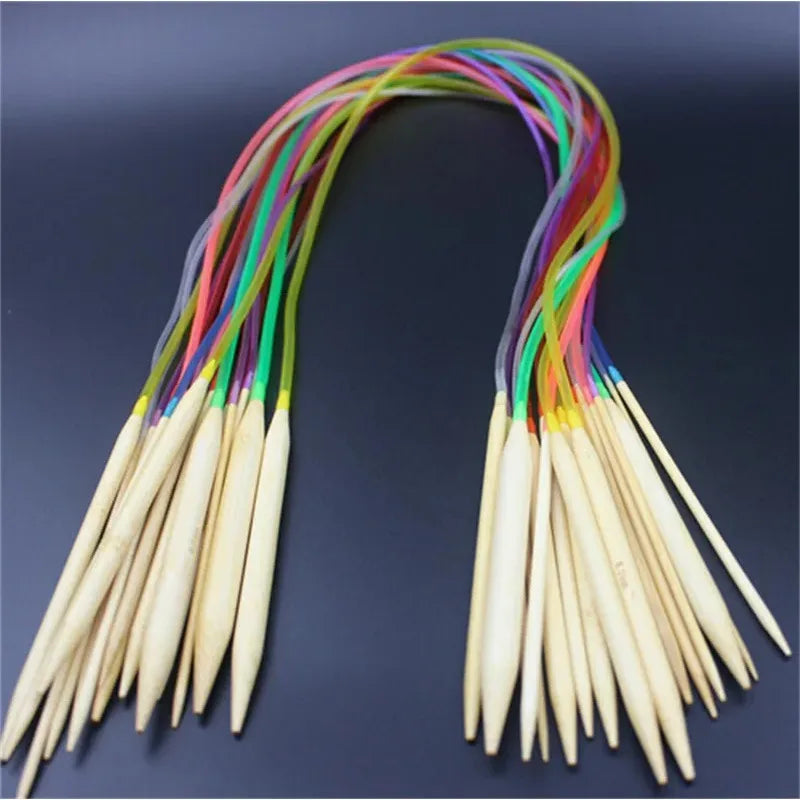 Multicolor Tube Circular Carbonized Bamboo Circular Knitting Needles 2mm-10mm Crochet Hooks Set Sewing Tools For Weave DIY Craft