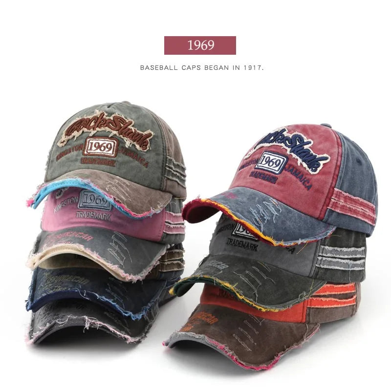 Retro Letter Embroidery Baseball Caps, Men Women Cotton Adjustable Casual Hats