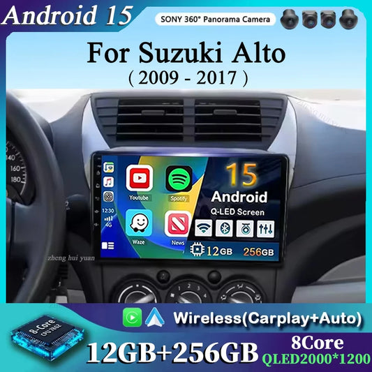 Android 15 Carplay Auto Car Radio For Suzuki Alto 2009 2010 2011 2012 2013 - 2017 Navigation GPS Multimedia Video Player Stere