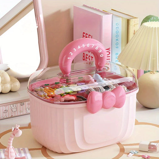 Hair Accessories Storage Box, Portable Makeup Organizer for Hair Clips, Hair Ties, Earrings, Bracelets, Necklaces