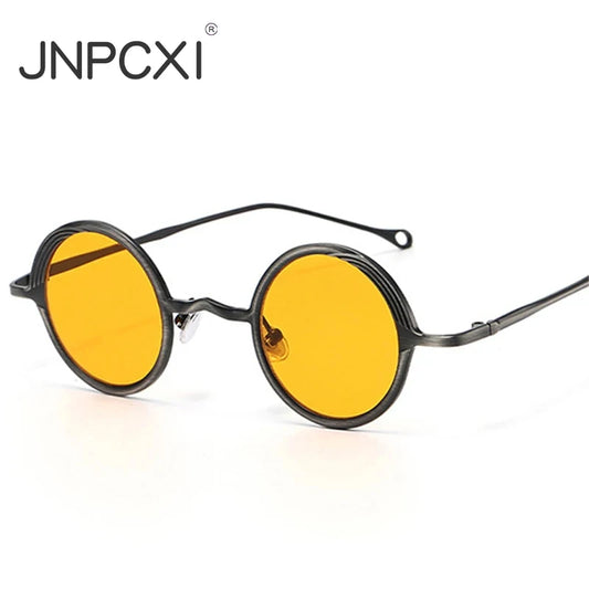 JNPCXI Retro Polarized Classic Metal Small Round Punk Men Sunglasses Fashion Clear Anti Blue Light Women Sun Glasses UV400