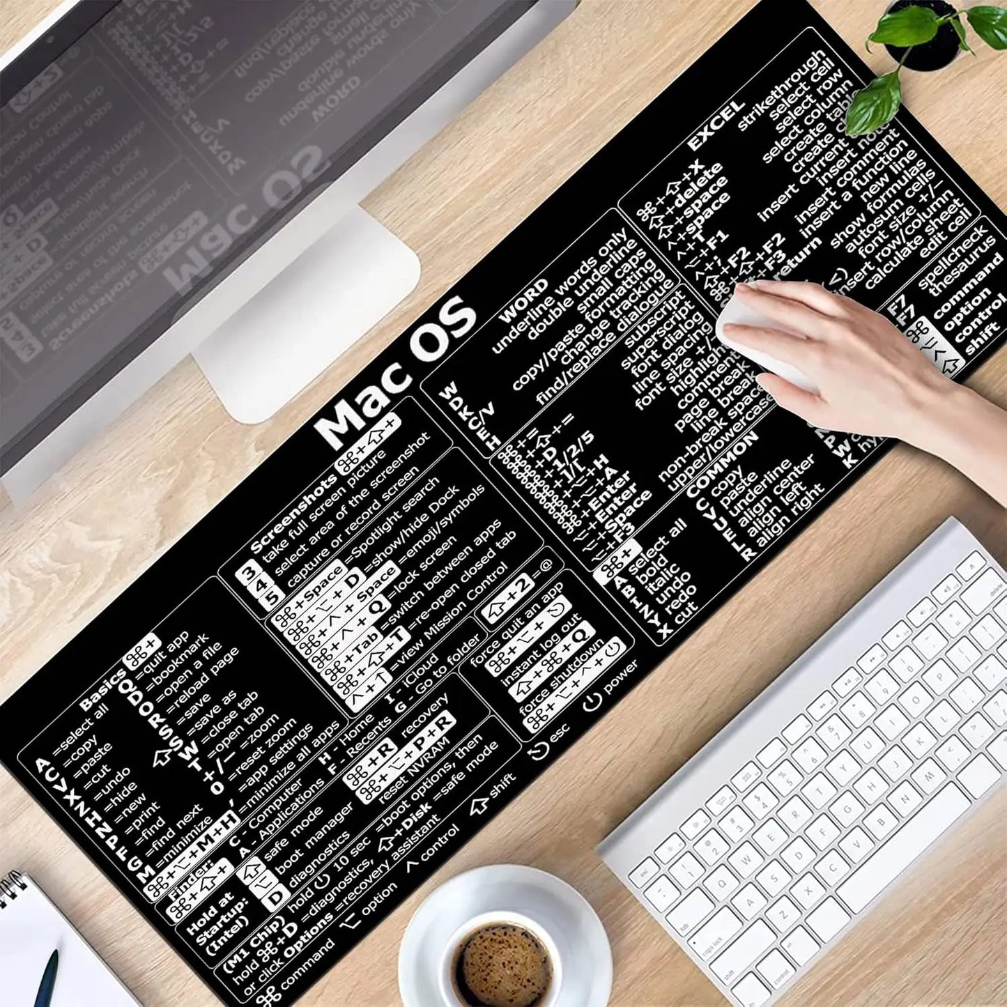 Mac os Shortcuts, Word/Excel (for Mac) Mouse Pad, Mac OS Candlesticks Reversal Indicators Mouse mat, Chart Patterns, Desk Mat