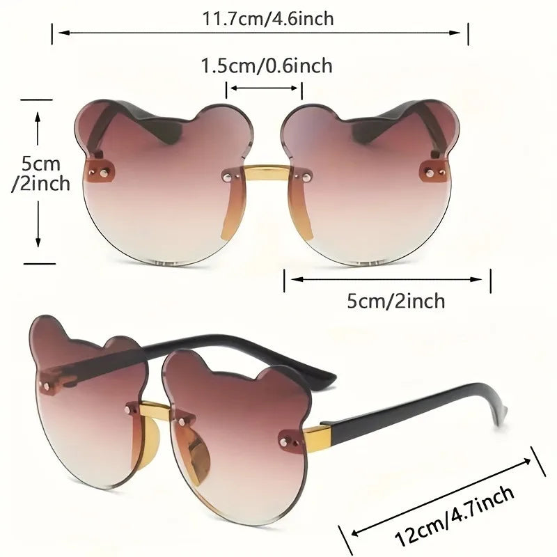 4pcs Cute Square Frame and Bear Ear Shaped Fashion Fashion Glasses