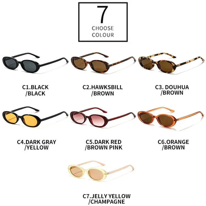 JNPCXI New Retro Small Oval Men Sunglasses Fashion Gradient Shades UV400 Women Outdoor Punk Sun Glasses