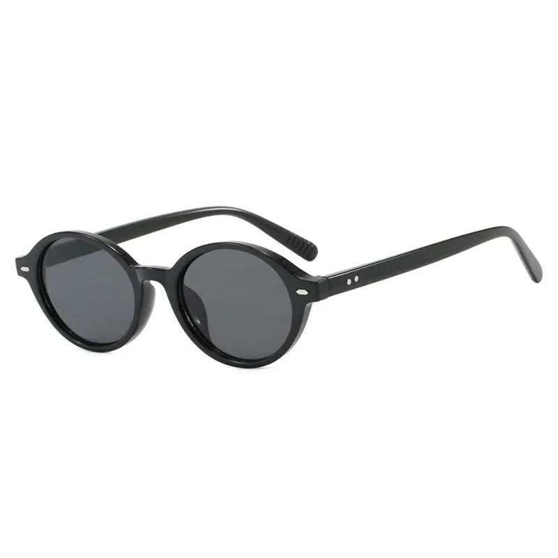 JNPCXI New Retro Small Oval Women Sunglasses Fashion Leopard Candy Color Shades UV400 Men Trending Rivets Punk Sun Glasses
