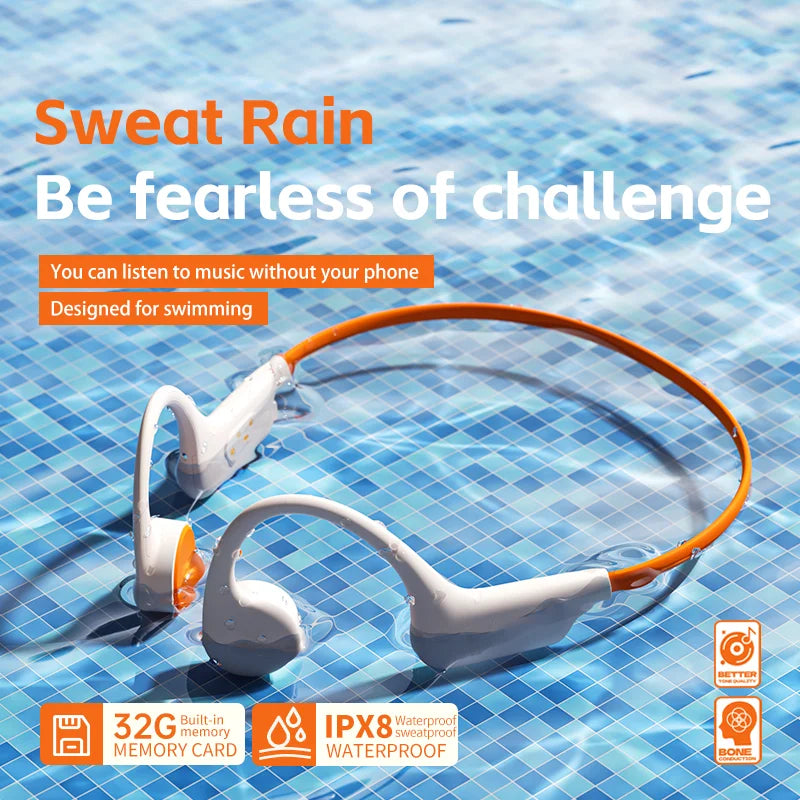 G3 Bone Conduction Wireless Headphones Bluetooth 5.3 IPX8 Waterproof On-ear 32G Large Capacity On-ear Swimming Sports Headphones