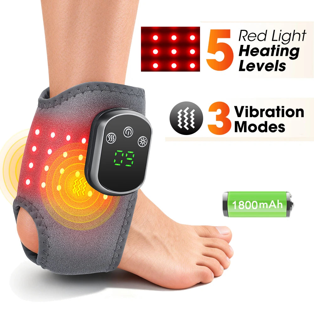 3/5 Level Heating Ankle Guard Vibration Massage Hot Compress Foot Brace Ankle Wrap Feet Protector Rechargeable Thermal Foot Band