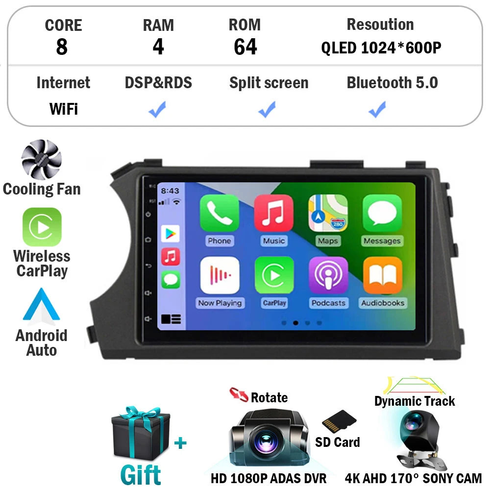Android 14 HD 7inch Touch Screen Car Radio Multimedia For SSangyong Actyon Kyron Video Player Navigation GPS Carplay Head Unit