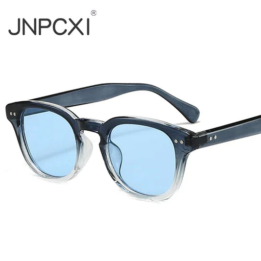 JNPCXI New Ins Popular Fashion Square Candy Color Sunglasses Women Blue Vintage Rivets Men Shades UV400