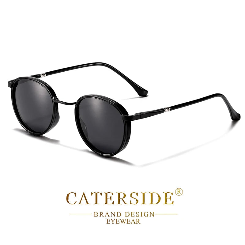 Caterside Vintage Polarized Round Sunglasses Men Hip Hop Style Metal Frame Sun Glasses Women Driving Fishing Party Eyewear Uv400