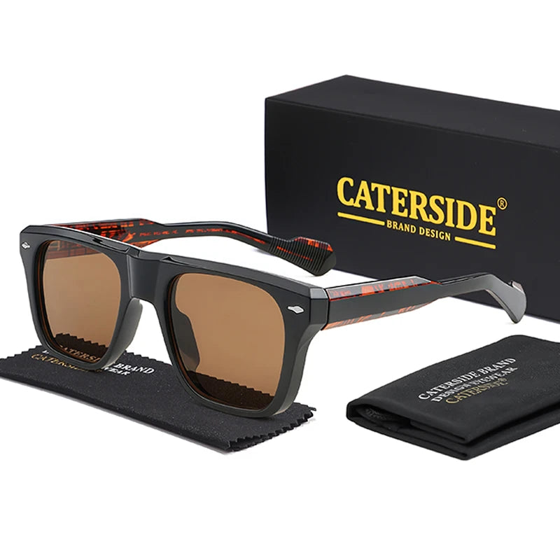 CATERSIDE Trend Sunglasses Men's Large Frame Propionic Core Insert Temple Sun Glasses Women's Party Outdoor Travel Eyewear