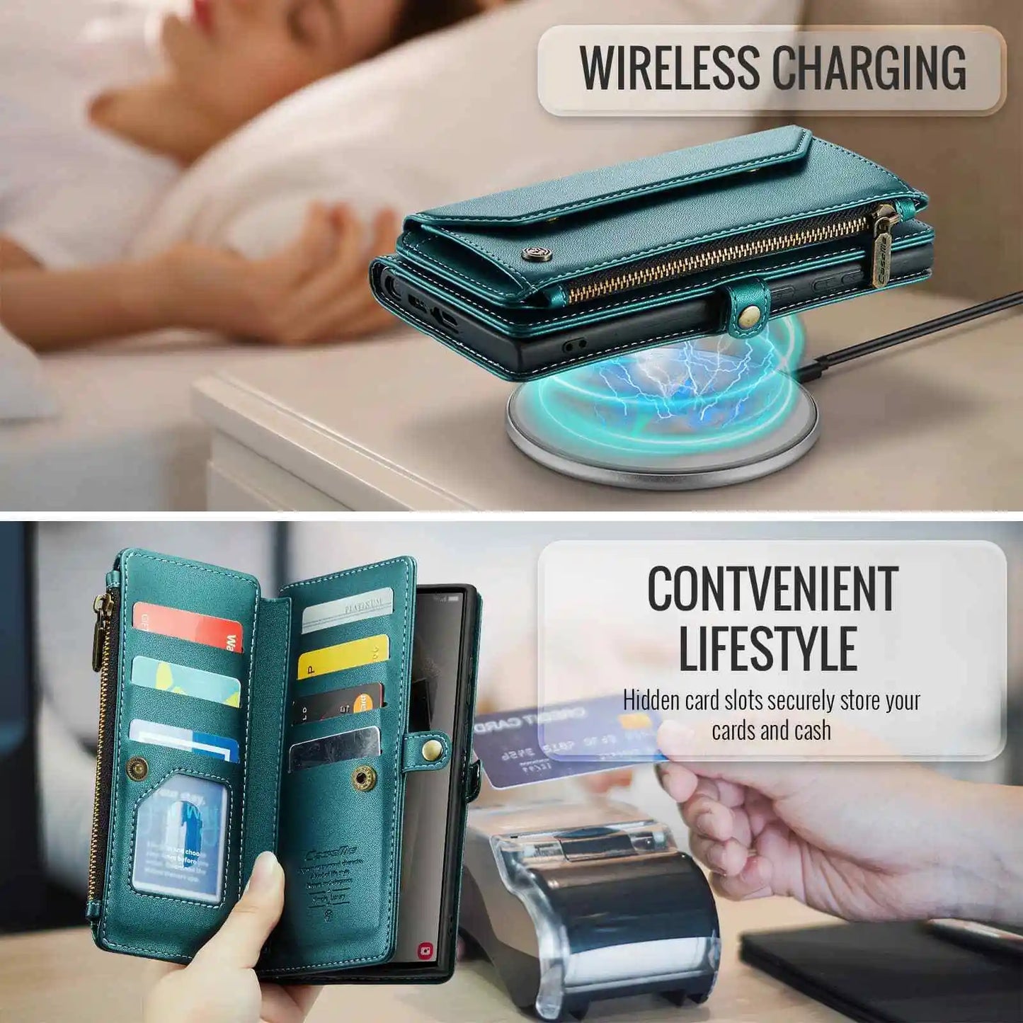 Green Crossbody Samsung Galaxy S24 S23 Ultra S22 S21 S20 Case Wallet Card Holder