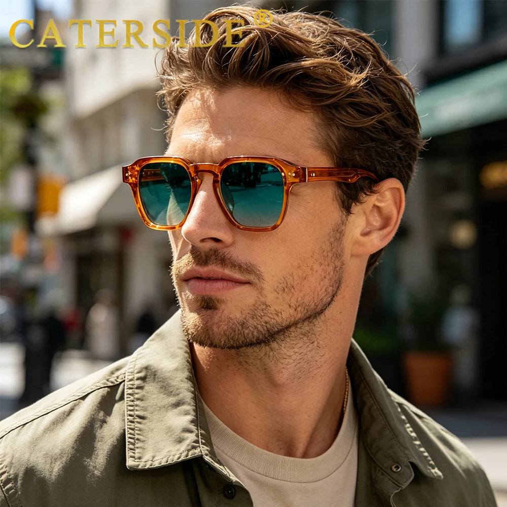 CATERSIDE Square Fashion Sunglasses Men Core Insert Temple Luxury Brand Sun Glasses Women Travel Beach Party Festival Gifts