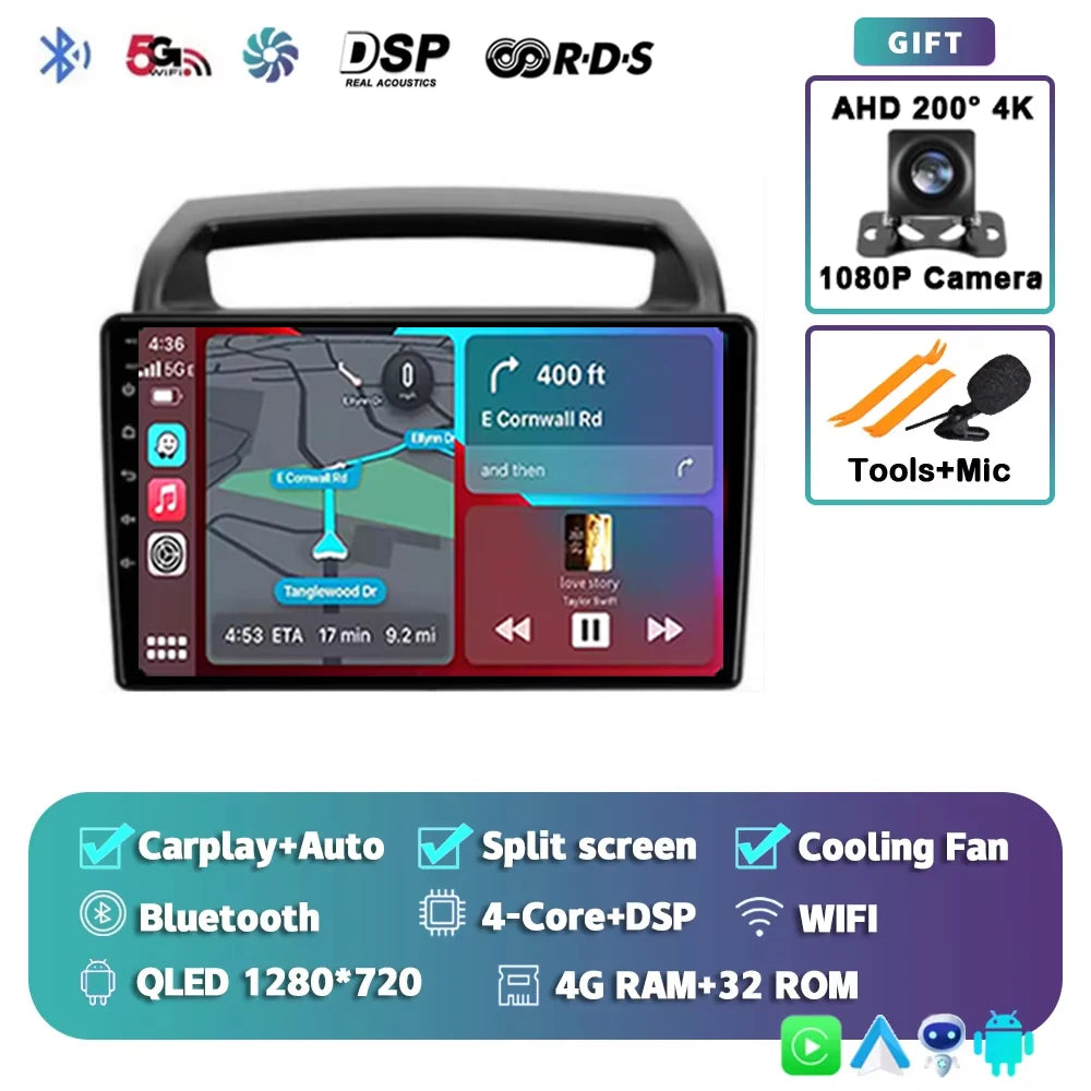 For KIA Carnival VQ 2006-2014 2K 12+256 QLED Android 15 CarPlay Car Radio Multimedia Video Player GPS stereo Head Unit 4G WIFI