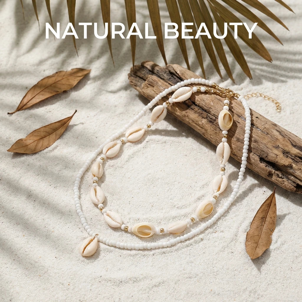 Summer Ocean Shell Seed Beaded Necklace Set Women Beach Vacation Choker Collar Jewelry Accessories Gifts