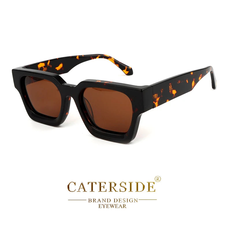 CATERSIDE Square Polarized Sunglasses Men Acetate Big Frame Brand Design Sun Glasses Women Travel Driving Party Festival Eyewear