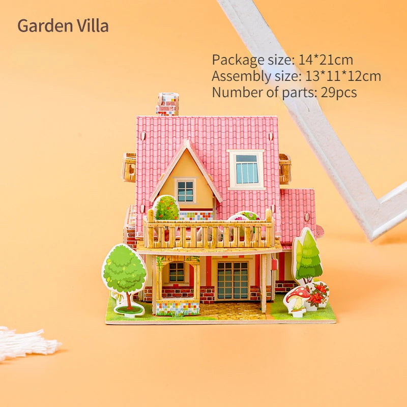 3D Puzzle Handmade DIY House Model Puzzle Children Boys and Girls Toys Paper Jigsaw Puzzle  Baby Toys Christmas Gift
