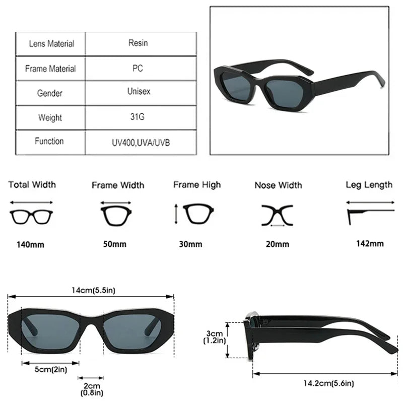JNPCXI New Retro Small Irregular Cat Eye Sunglasses Women Tea Shades Men Trending Punk Gradient Sun Glasses
