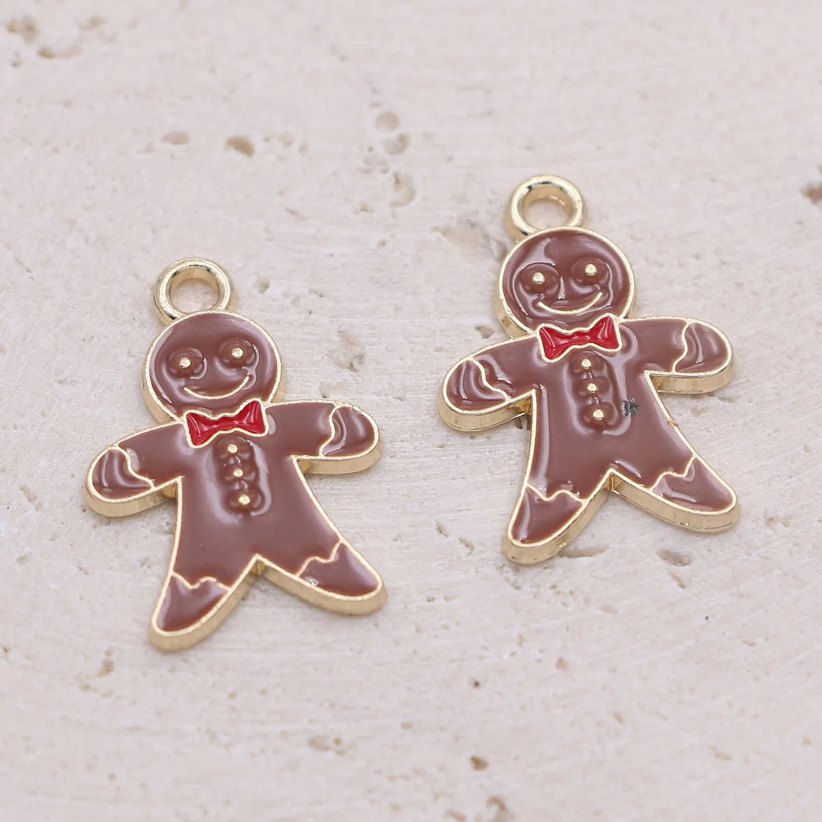 10Pcs Gold Plated Enamel Gingerbread Charm Pendant for Jewelry Making Bracelet Necklace DIY Earrings Accessories Craft Findings