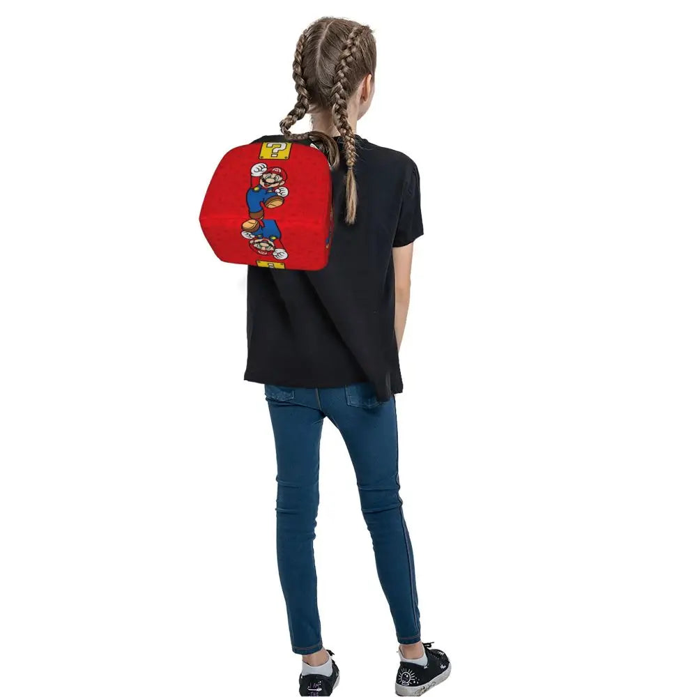 Custom Mario Super Bros Insulated Lunch Bag Reusable Thermal Cooler Lunch Box M8