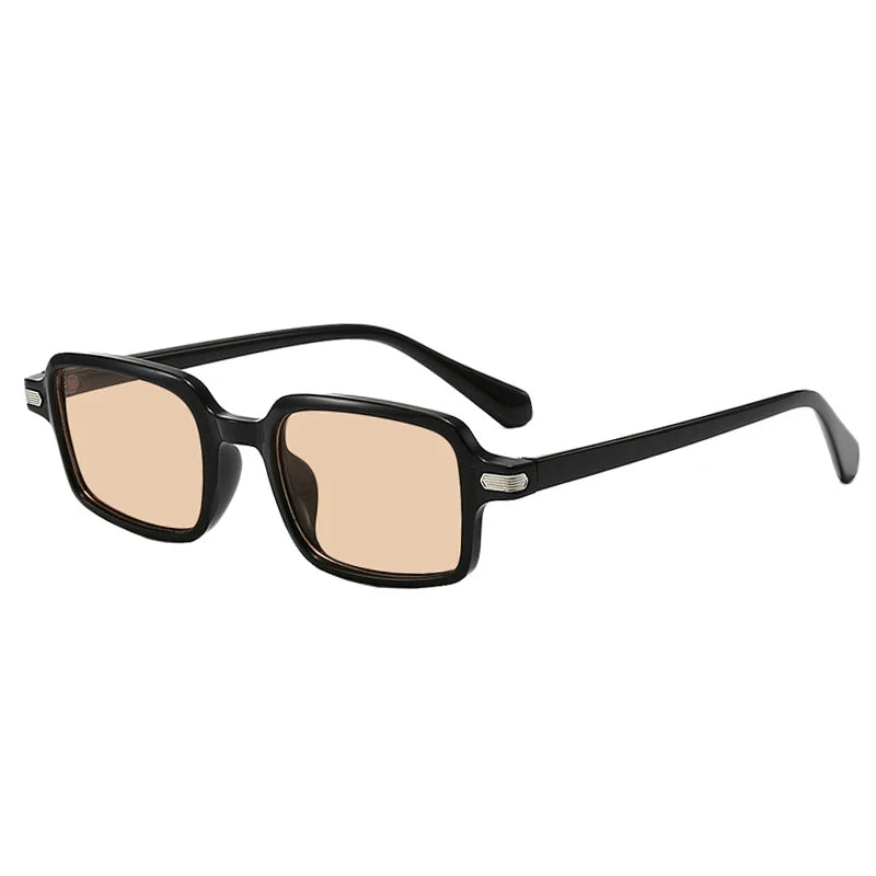 JNPCXI New Fashion Rectangle Women Sunglasses Clear Green Ocean Gradient Lens Shades UV400 Men Rivets Sun Glasses Metal Hinge