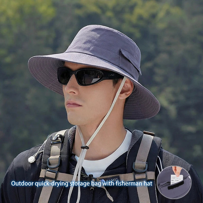 6153-New spring and summer style outdoor sun hat for men - hiking, fishing, camping, sun protection hat, wide brimmed boater hat