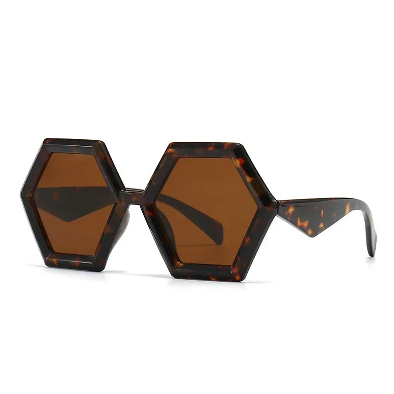 JNPCXI Retro Polygon Sunglasses Women Gradient Red Shades Fashion Men Double Color Trending Sun Glasses