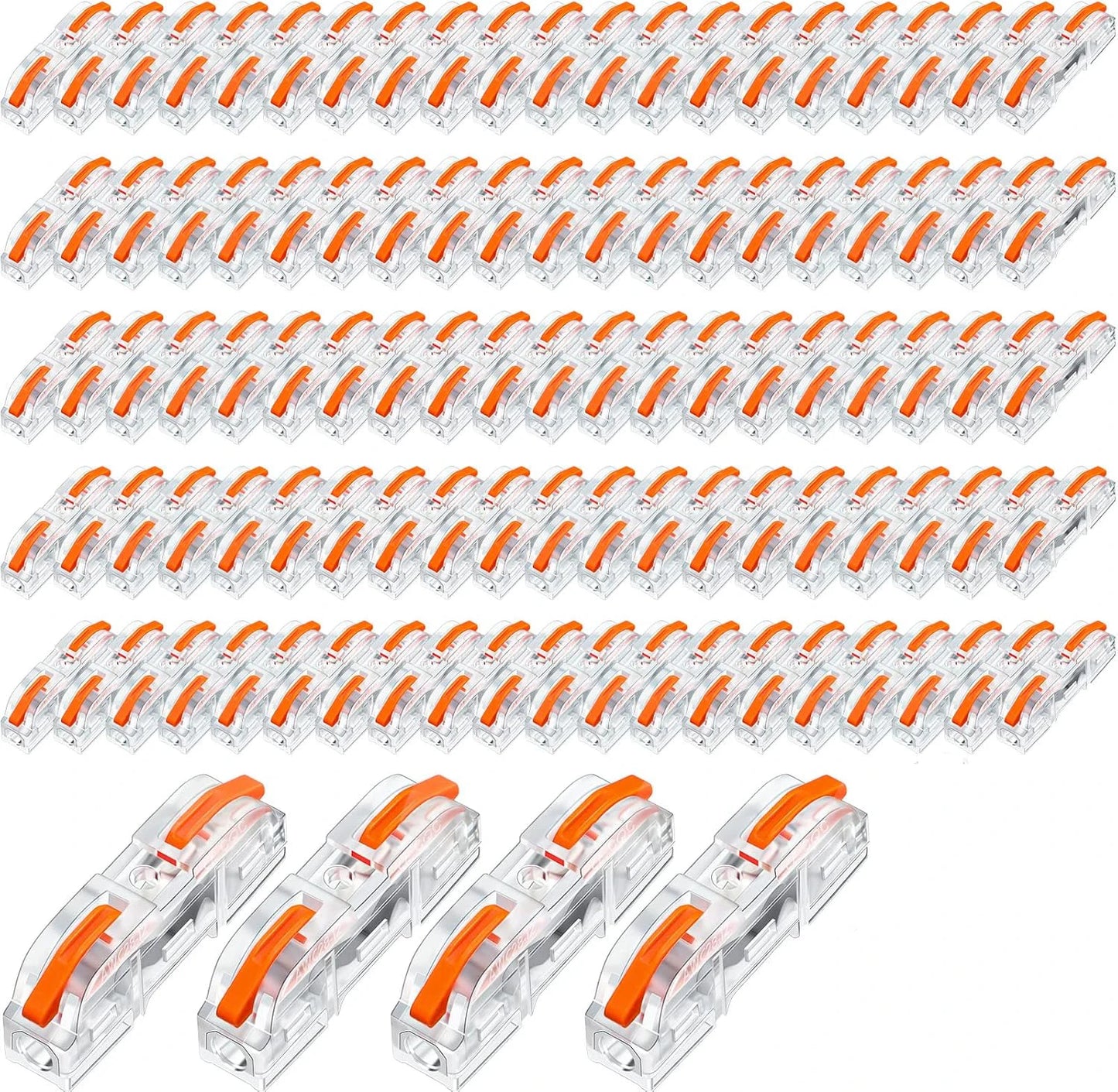 100 Pcs Wire Connectors 1 to 1 Inline Wire Compact Splicing Electrical Connectors 1 Conductor Lever for Quick Wiring Circuit