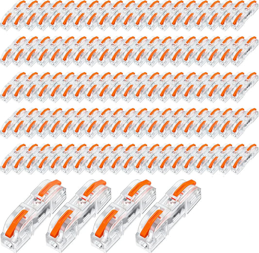 100 Pcs Wire Connectors 1 to 1 Inline Wire Compact Splicing Electrical Connectors 1 Conductor Lever for Quick Wiring Circuit