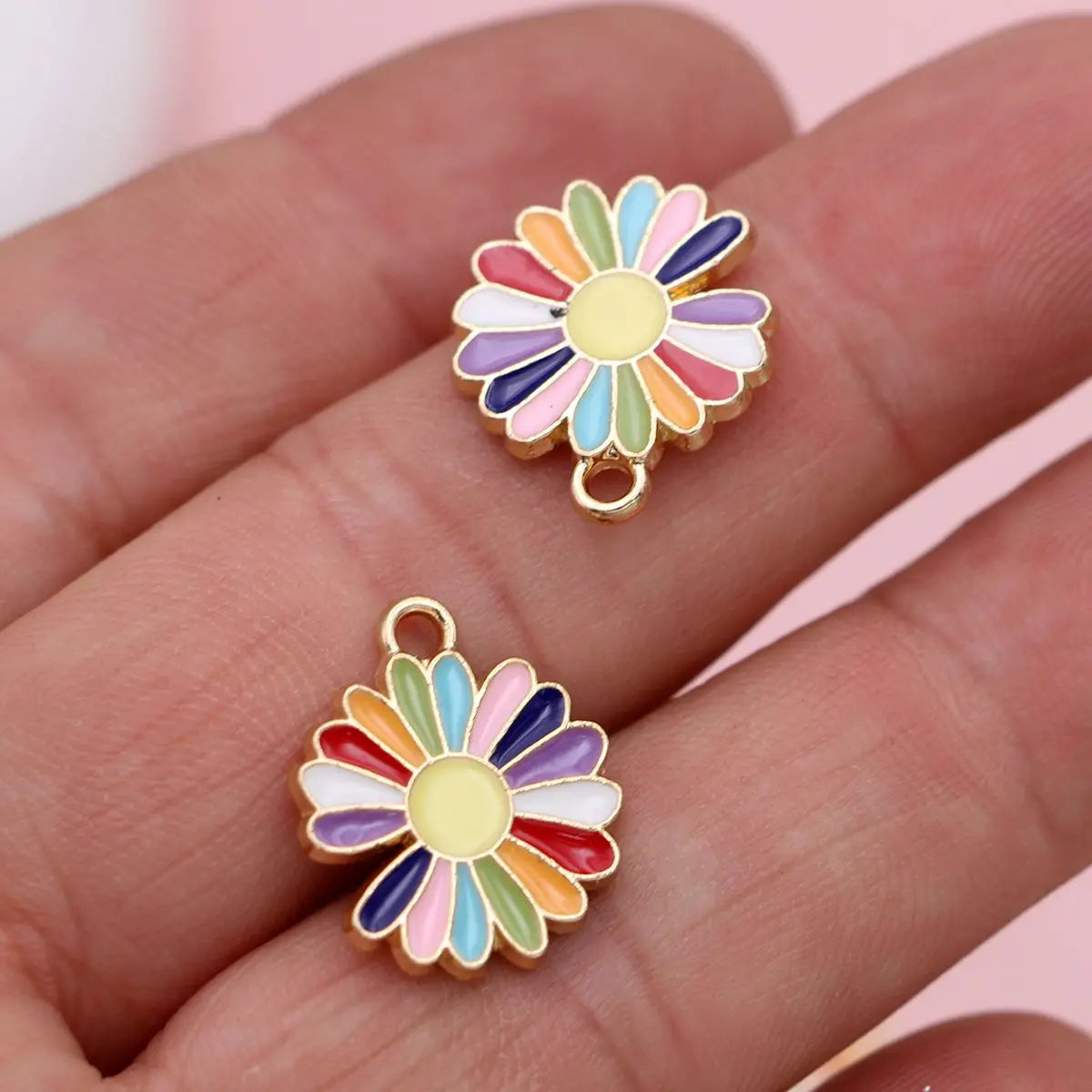 10Pcs Gold Plated Chrysanthemum Flower Charm Connectors for Making Bracelet DIY Jewelry Accessories